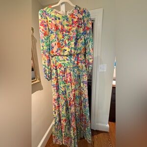SALONI Multicolor Floral Long-Sleeve Maxi Dress sz 4